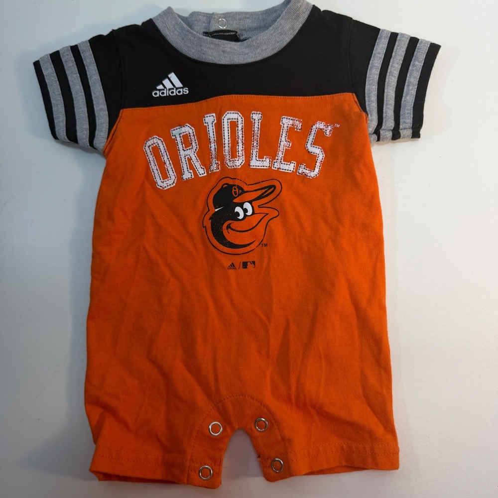 Baltimore Orioles Adidas Romper Baby 0-3 Months Orange Black MLB Baseball
